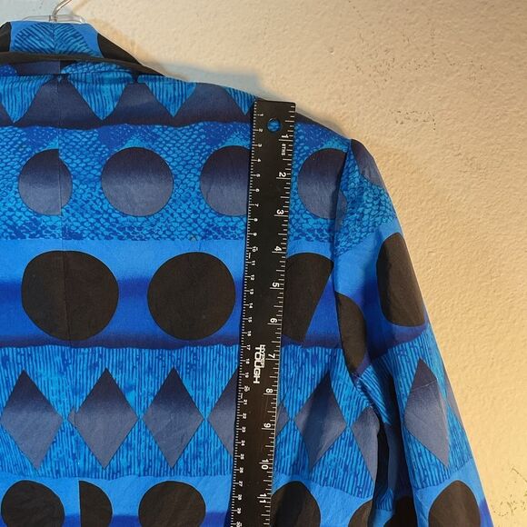 Anne Crimmins UMI Collections Ladies Blazer 4 Blue Black 100% Silk Print Jacket - Picture 5 of 10